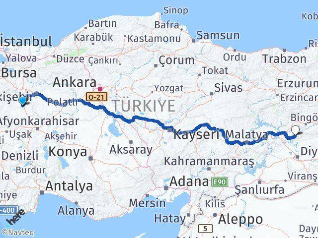 Kütahya Arıcak Elazığ Arası Kaç Km - Yol Haritası
