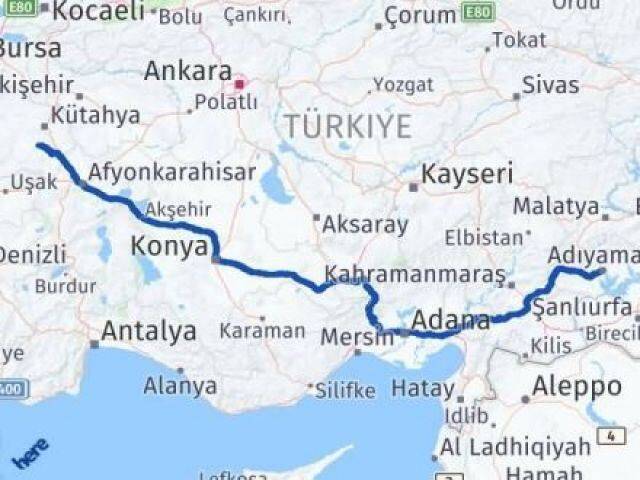 Kütahya Aslanapa Adıyaman Arası Kaç Km - Yol Haritası