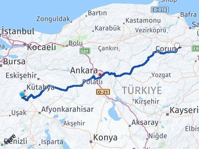 Kütahya Aslanapa Amasya Arası Kaç Km - Yol Haritası