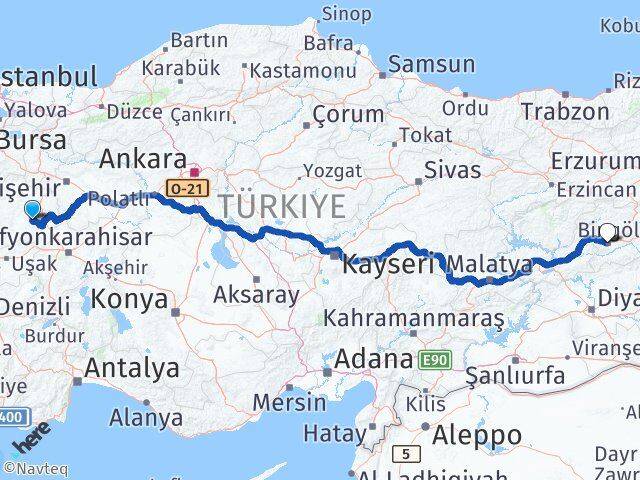 Kütahya Aslanapa Bingöl Arası Kaç Km - Yol Haritası