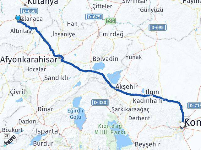 Kütahya Aslanapa Konya Arası Kaç Km - Yol Haritası