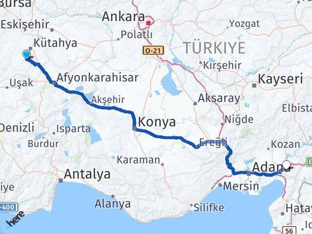 Kütahya Aslanapa Osmaniye Arası Kaç Km - Yol Haritası