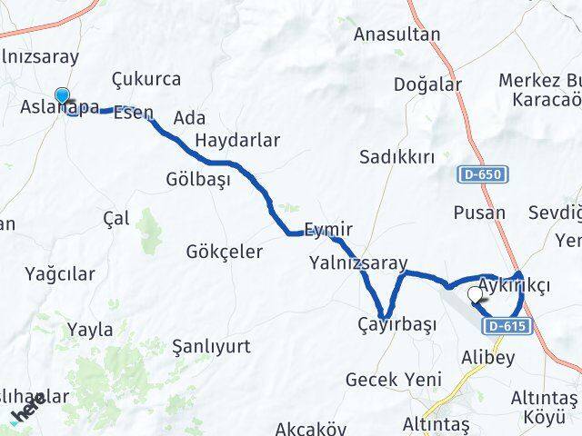 Aslanapa Zafer Havalimanı Arası Kaç Km - Yol Tarifi