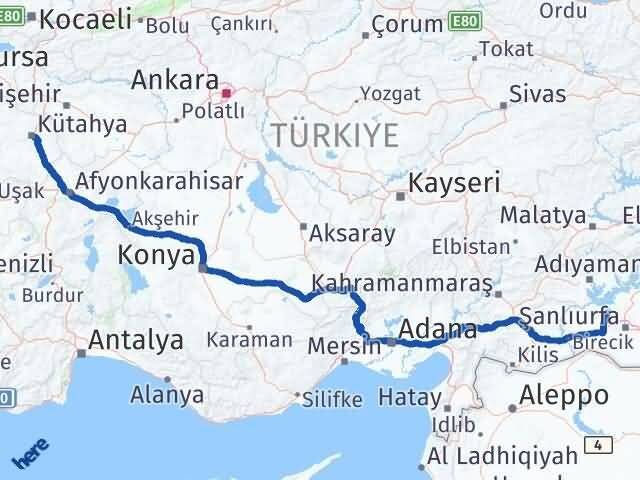 Kütahya Bozova Şanlıurfa Arası Kaç Km - Yol Haritası