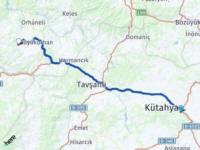 Kütahya Büyükorhan Arası Kaç Km - Yol Tarifi