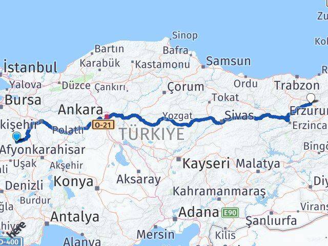 Kütahya Çavdarhisar Bayburt Arası Kaç Km - Yol Haritası