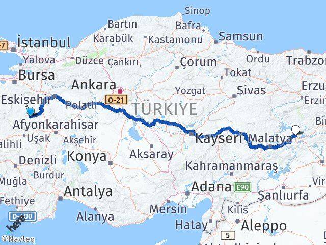 Kütahya Çavdarhisar Elazığ Arası Kaç Km - Yol Haritası