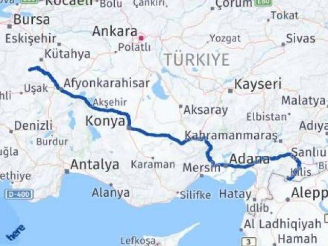Kütahya Çavdarhisar Kilis Arası Kaç Km - Yol Haritası