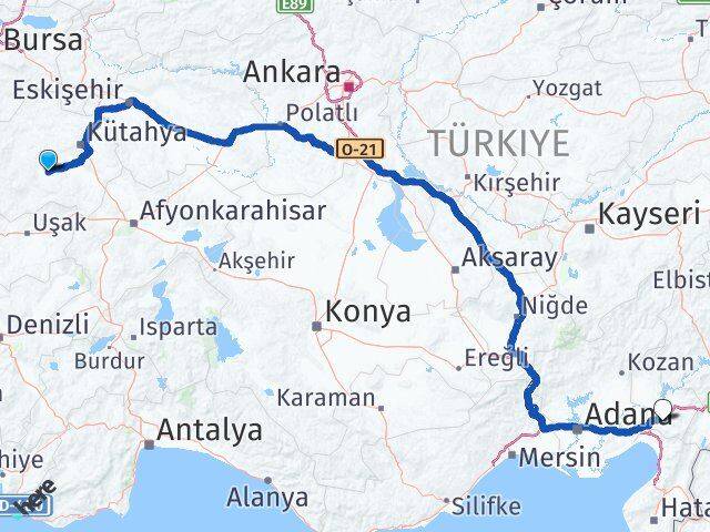 Kütahya Çavdarhisar Osmaniye Arası Kaç Km - Yol Haritası