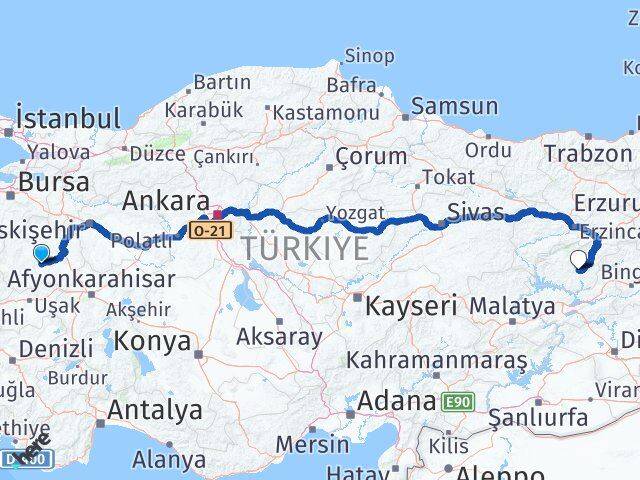 Kütahya Çavdarhisar Tunceli Arası Kaç Km - Yol Haritası