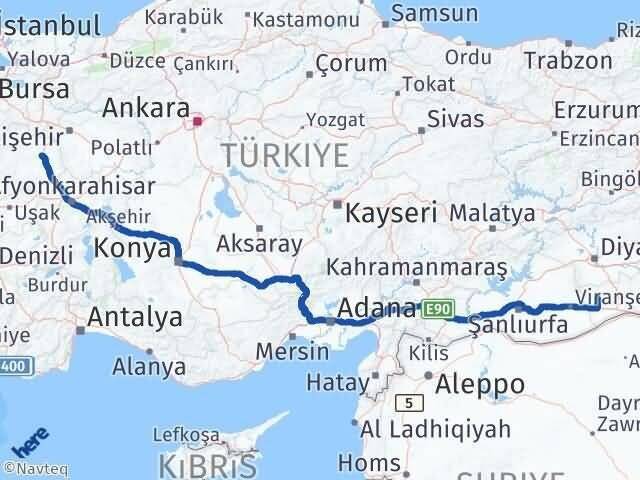 Kütahya Derik Mardin Arası Kaç Km - Yol Haritası