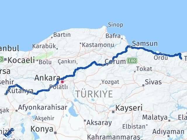 Kütahya Doğankent Giresun Arası Kaç Km - Yol Haritası