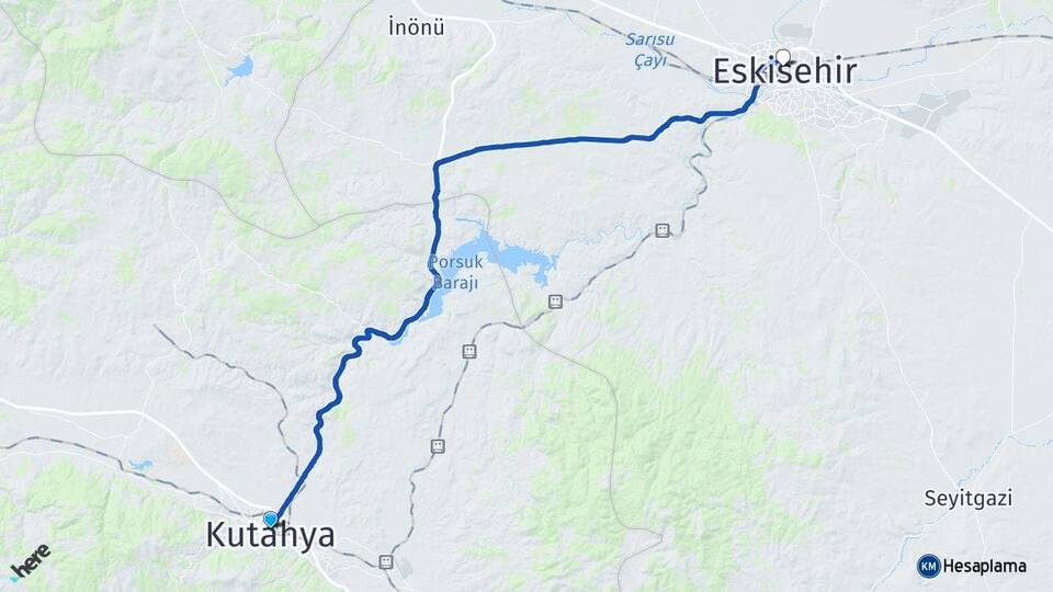 Kütahya Doğluşah Arası Kaç Km - Yol Haritası