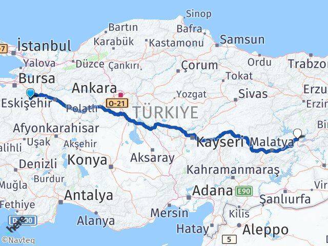 Kütahya Domaniç Elazığ Arası Kaç Km - Yol Haritası