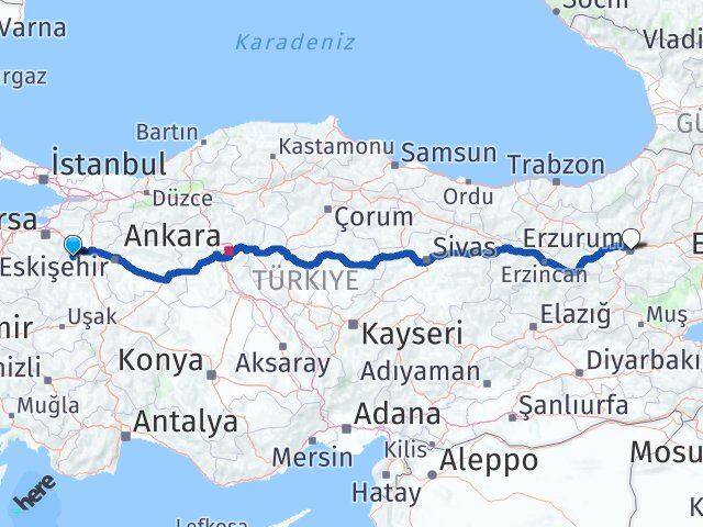 Kütahya Domaniç Erzurum Arası Kaç Km - Yol Haritası