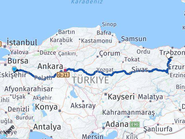 Kütahya Domaniç Gümüşhane Arası Kaç Km - Yol Haritası
