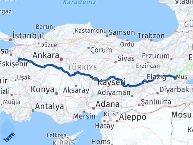 Kütahya Domaniç Muş Arası Kaç Km - Yol Haritası