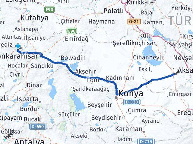 Kütahya Dumlupınar Aksaray Arası Kaç Km - Yol Haritası