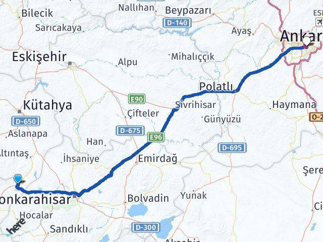 Kütahya Dumlupınar Ankara Arası Kaç Km - Yol Haritası