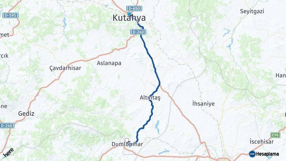 Kütahya Dumlupınar Arası Kaç Km - Yol Haritası