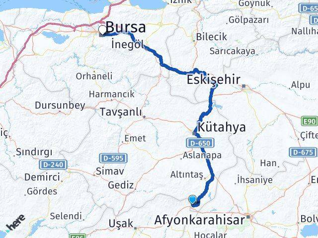 Kütahya Dumlupınar Bursa Arası Kaç Km - Yol Haritası