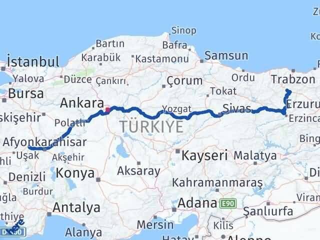 Kütahya Dumlupınar Gümüşhane Arası Kaç Km - Yol Haritası