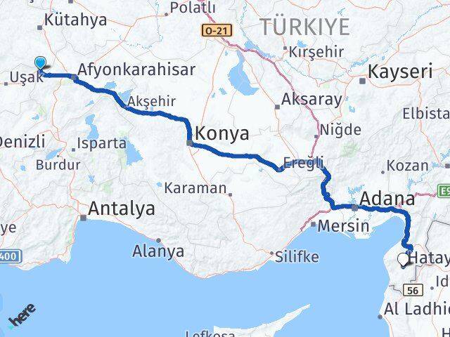Kütahya Dumlupınar Hatay Arası Kaç Km - Yol Haritası