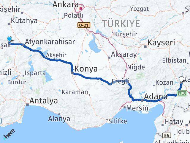 Kütahya Dumlupınar Kahramanmaraş Arası Kaç Km - Yol Haritası
