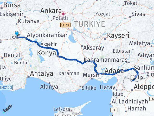 Kütahya Dumlupınar Kilis Arası Kaç Km - Yol Haritası