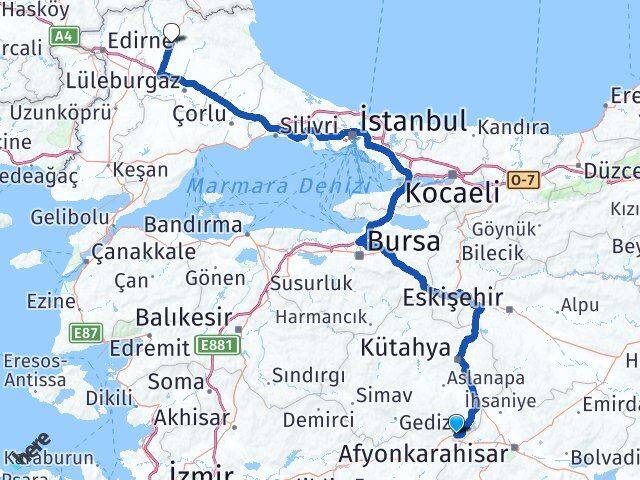 Kütahya Dumlupınar Kırklareli Arası Kaç Km - Yol Haritası