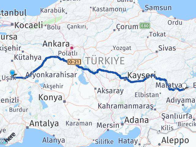 Kütahya Dumlupınar Malatya Arası Kaç Km - Yol Haritası