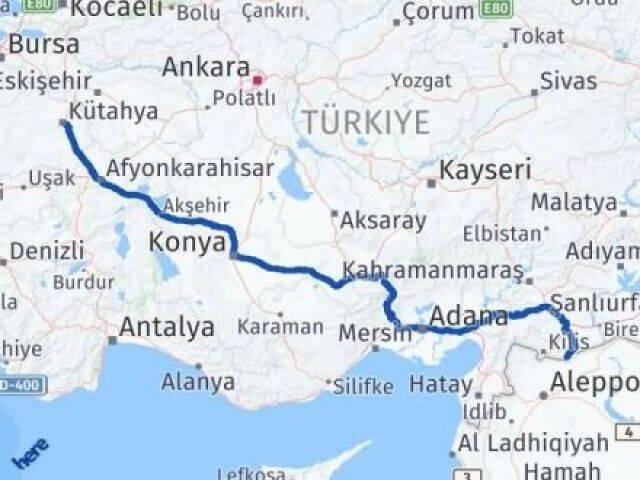 Kütahya Elbeyli Kilis Arası Kaç Km - Yol Haritası