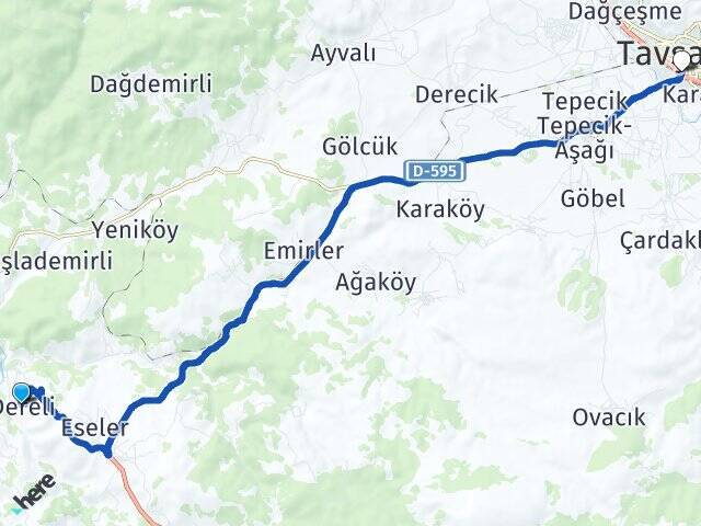 Dereli Tavşanlı Otogarı Arası Kaç Km - Yol Tarifi