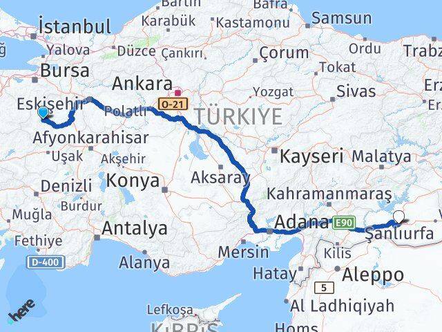 Kütahya Emet Şanlıurfa Arası Kaç Km - Yol Haritası