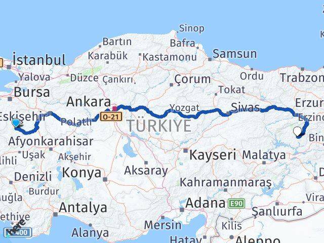 Kütahya Emet Tunceli Arası Kaç Km - Yol Haritası