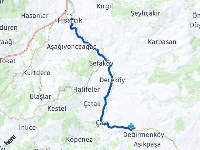 Soğuksu Hisarcık Arası Kaç Km - Yol Tarifi