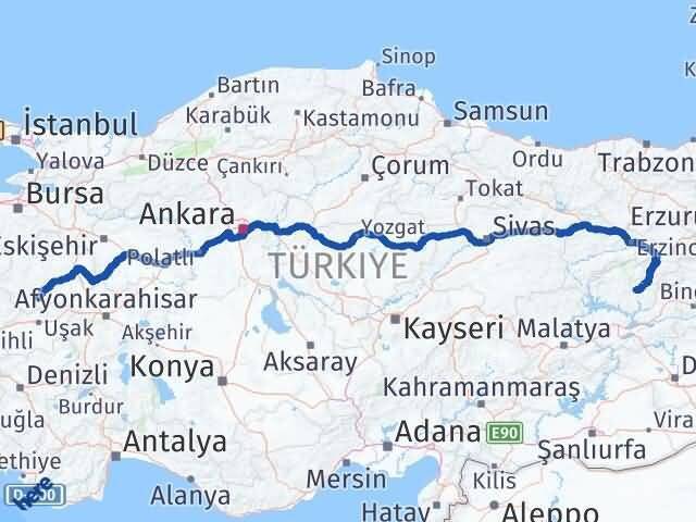 Kütahya Gediz Tunceli Arası Kaç Km - Yol Haritası