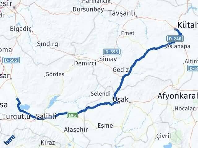 Kütahya Gölmarmara Manisa Arası Kaç Km - Yol Haritası