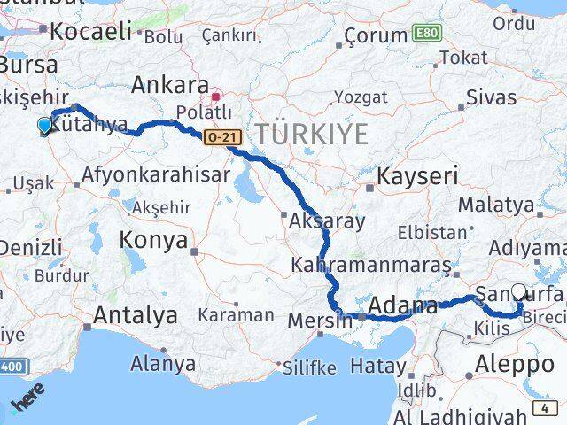 Kütahya Halfeti Şanlıurfa Arası Kaç Km - Yol Haritası