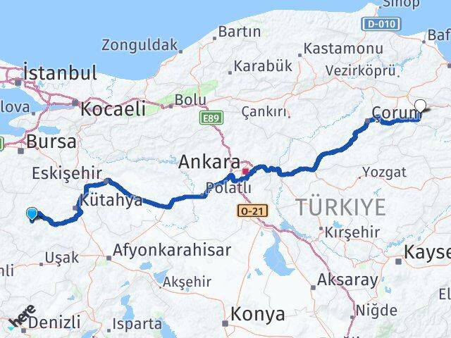Kütahya Hisarcık Amasya Arası Kaç Km - Yol Haritası