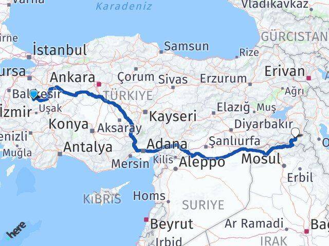 Kütahya Hisarcık Hakkari Arası Kaç Km - Yol Haritası