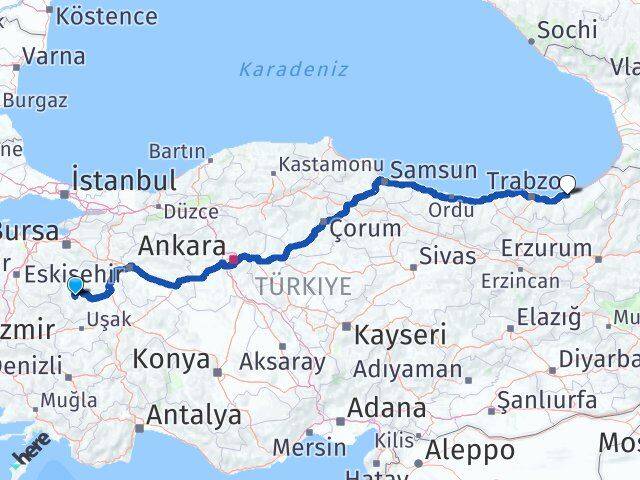 Kütahya Hisarcık Rize Arası Kaç Km - Yol Haritası