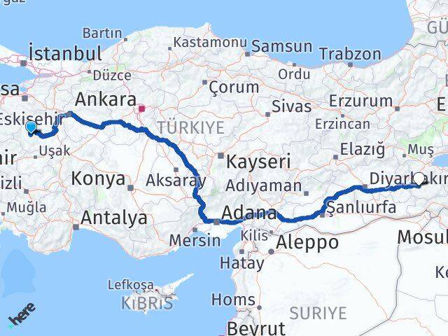 Kütahya Hisarcık Siirt Arası Kaç Km - Yol Haritası