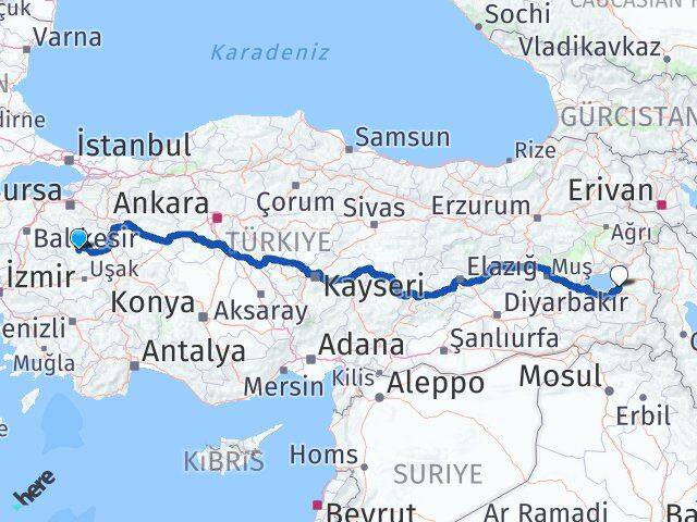 Kütahya Hisarcık Van Arası Kaç Km - Yol Haritası
