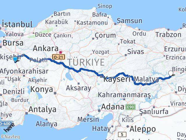Kütahya Kovancılar Elazığ Arası Kaç Km - Yol Haritası