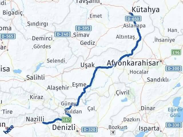 Kütahya Kuyucak Aydın Arası Kaç Km - Yol Haritası