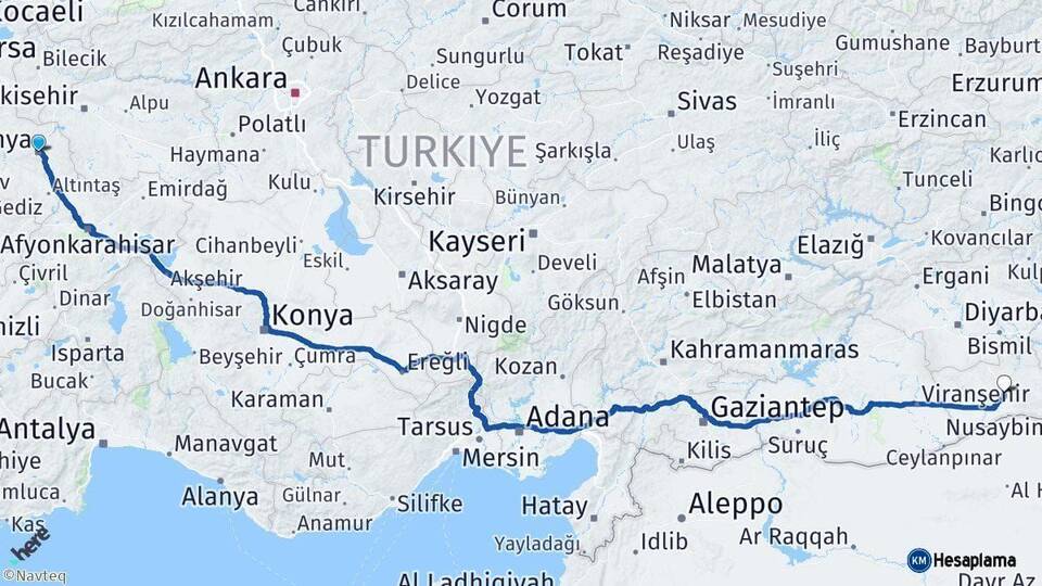 Kütahya Mardin Arası Kaç Km - Yol Haritası