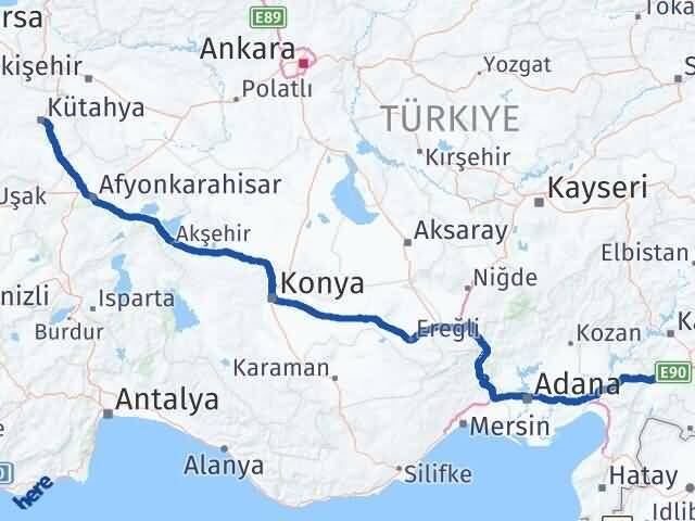 Kütahya Nurdağı Gaziantep Arası Kaç Km - Yol Haritası