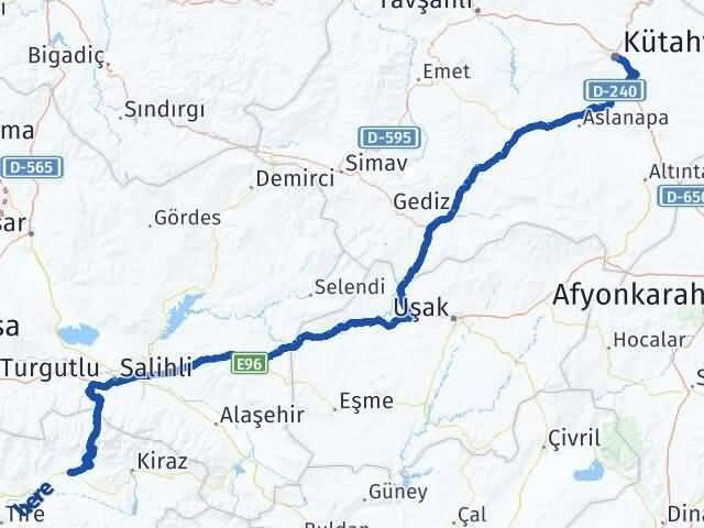 Kütahya Ödemiş İzmir Arası Kaç Km - Yol Haritası