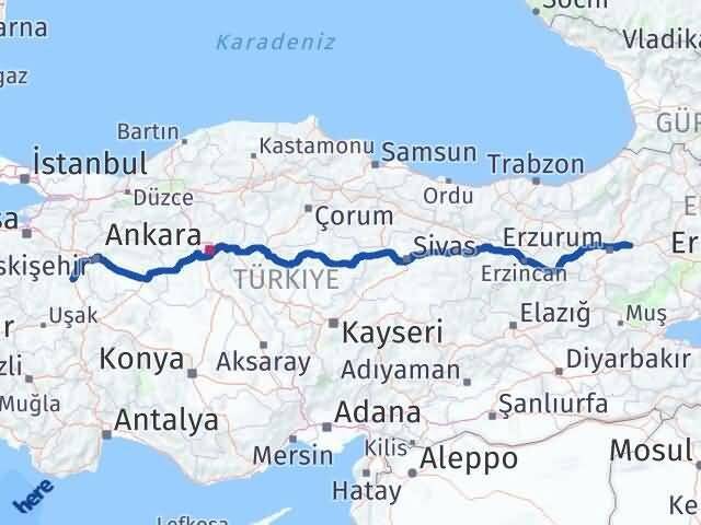 Kütahya Pasinler Erzurum Arası Kaç Km - Yol Haritası